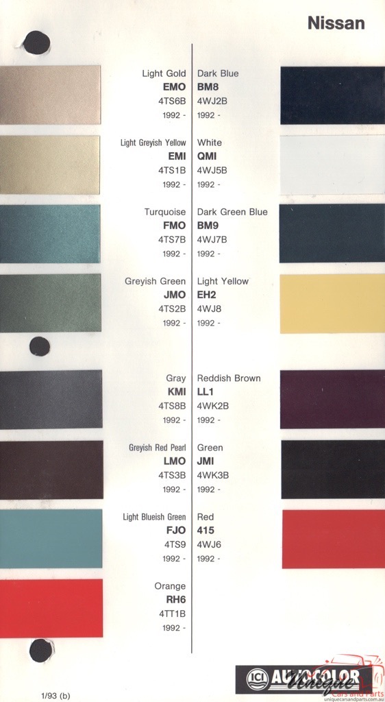 1992-1994 Nissan Paint Charts Autocolor